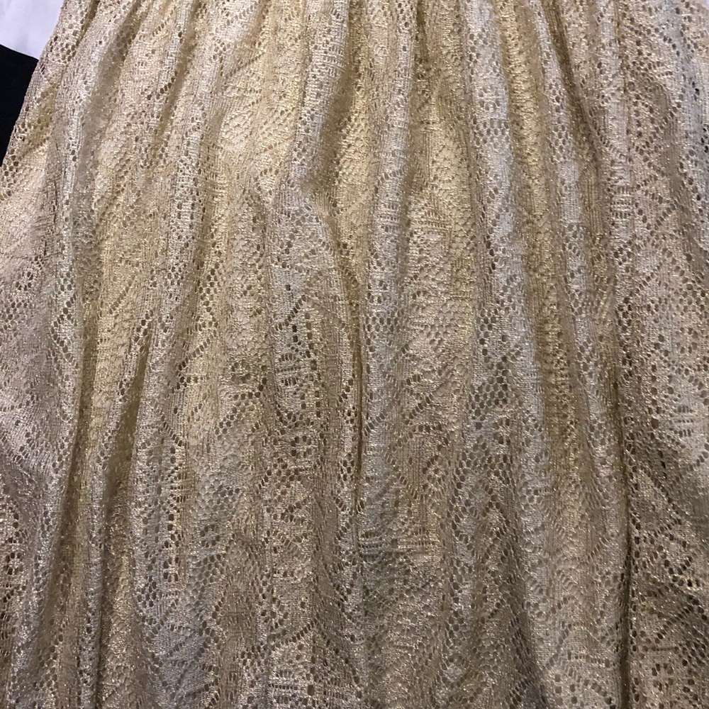 {Vintage} 🍭Gold & White Lace Overlay Mini Dress - Picture 7 of 9